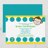Cute Mod Monkey Blue/Yellow Birthday 5x7 Kaart (Voorkant / Achterkant)