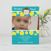 CUTE MOD MONKEY *FOTO* Birthday Invitation Kaart (Staand voorkant)
