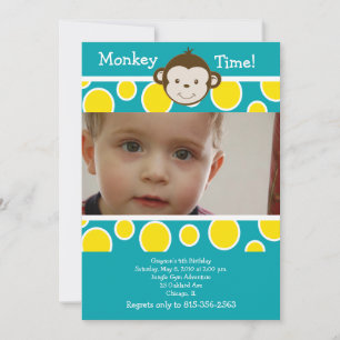 CUTE MOD MONKEY *FOTO* Birthday Invitation Kaart