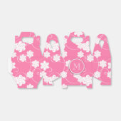 Cute Mod Pink Flowers Pattern, Jouw Initiaal Bedankdoosjes (Uitgevouwen)