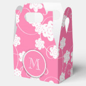 Cute Mod Pink Flowers Pattern, Jouw Initiaal Bedankdoosjes (Geopend)