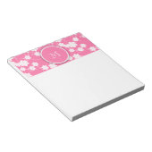 Cute Mod Pink Flowers Pattern, Jouw Initiaal Notitieblok (Schuin)