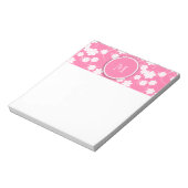 Cute Mod Pink Flowers Pattern, Jouw Initiaal Notitieblok (Linkerzijde)