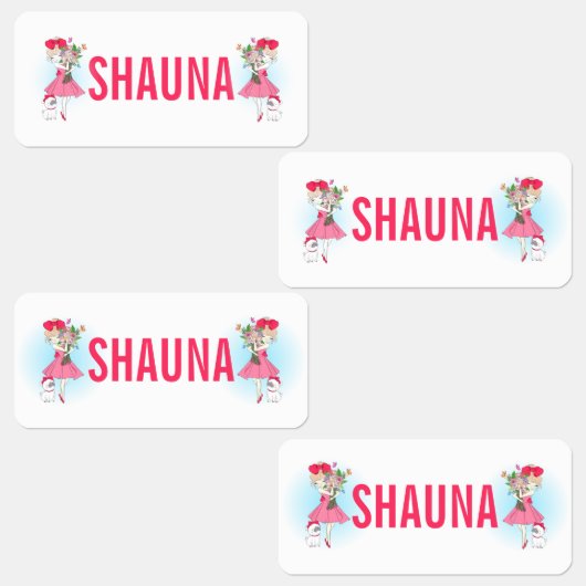 Cute Mode Girl met Pug Labels (Groep)