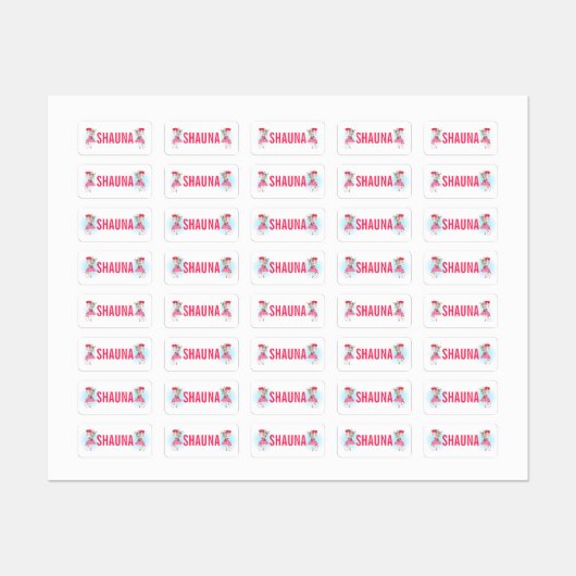 Cute Mode Girl met Pug Labels (Vel)