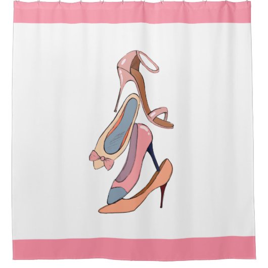 Cute Mode Girl Shoes Stiletto Pink Fun Douchegordijn (Voorkant)