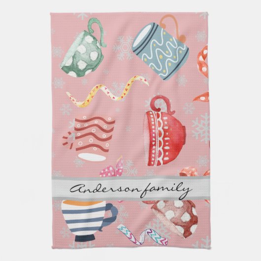 Cute model monogramed keepomwille red Kerstmis Theedoek (Verticaal)