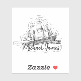 Cute Moderm Black and White Michael Ship Sticker