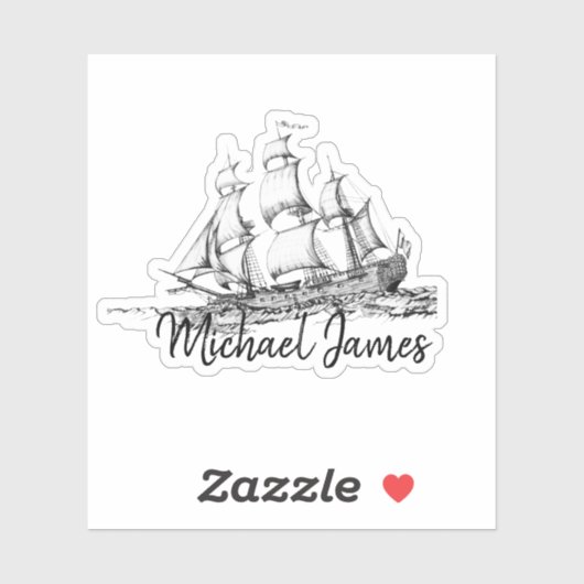 Cute Moderm Black and White Michael Ship Sticker (Vel)