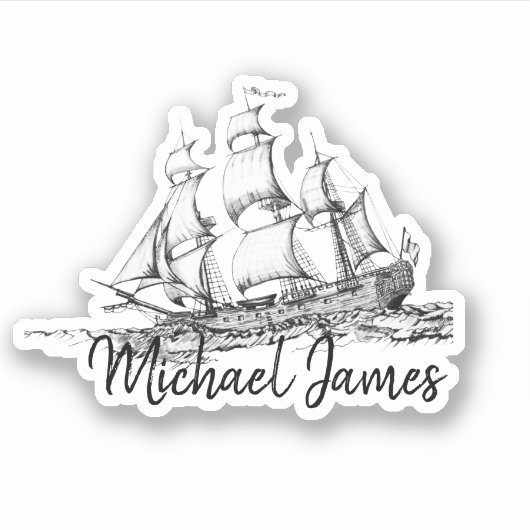 Cute Moderm Black and White Michael Ship Sticker (Voorkant)