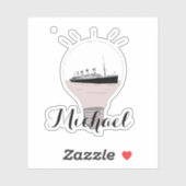 Cute Moderm Black and White Michael Ship Sticker (Vel)