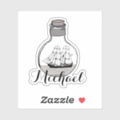 Cute Moderm Black and White Michael Ship Sticker (Vel)