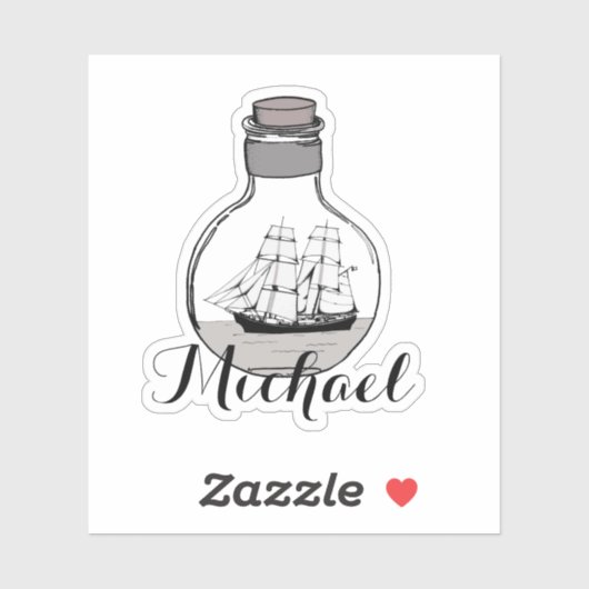 Cute Moderm Black and White Michael Ship Sticker (Vel)