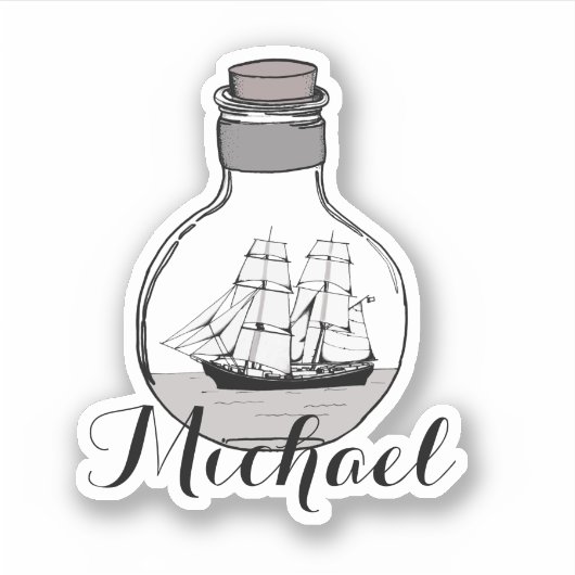 Cute Moderm Black and White Michael Ship Sticker (Voorkant)