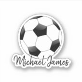 Cute Moderm Black en White Michael Football Ball Sticker (Voorkant)