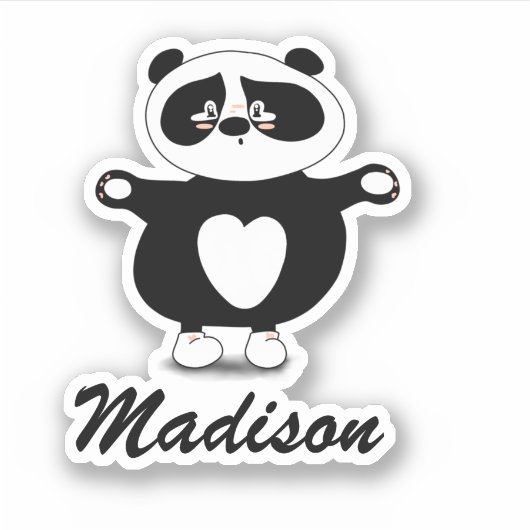 Cute Moderm Black en White Panda Sticker (Voorkant)