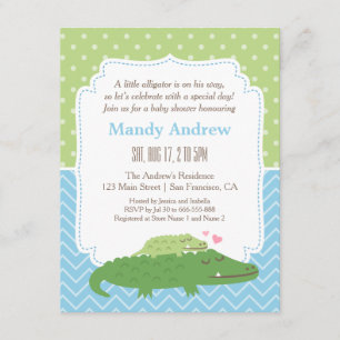 Cute Modern Alligator Baby shower Party Kaart