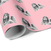 Cute Modern  Angels roze Cadeaupapier (Rol Hoek)