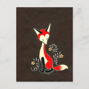 Cute Modern Artsy Fox Painting Briefkaart