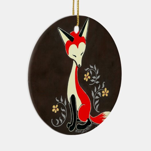 Cute Modern Artsy Fox Painting Keramisch Ornament (Rechts)
