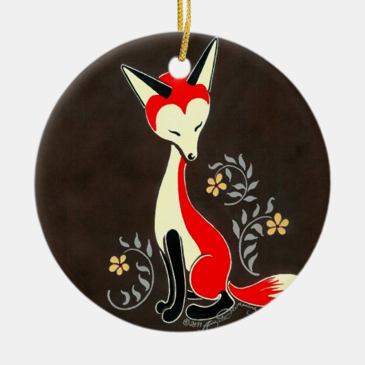 Cute Modern Artsy Fox Painting Keramisch Ornament (Voorkant)