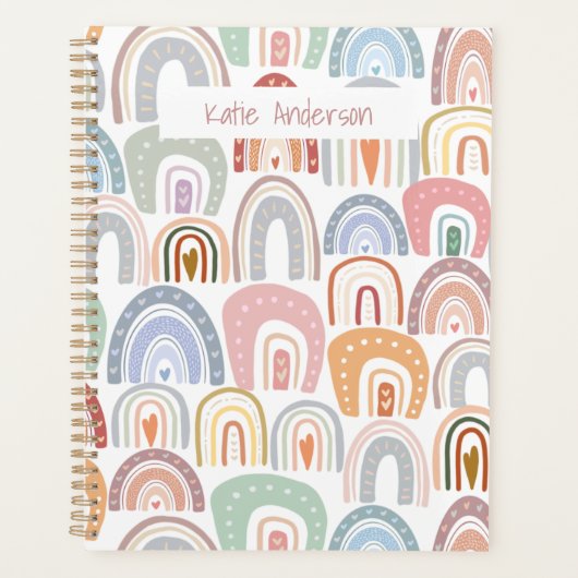 Cute Modern Assorted Pastel Rainbow Planner (Voorkant)