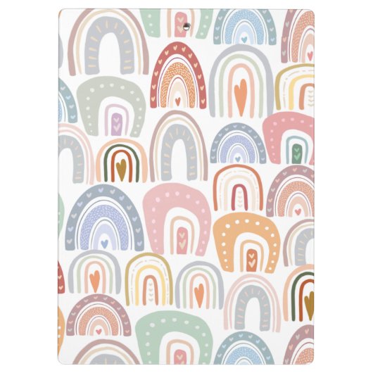 Cute Modern Assorted Pastel Rainbow Teacher Klembord (Achterkant)