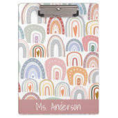 Cute Modern Assorted Pastel Rainbow Teacher Klembord (Voorkant)
