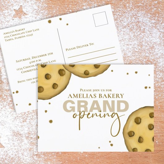 Cute Modern Bakery Grand Opening Whimsical Cookie Briefkaart