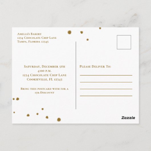 Cute Modern Bakery Grand Opening Whimsical Cookie Briefkaart (Achterkant)