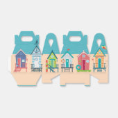 Cute Modern Beach Huts Summer Holiday Art Bedankdoosjes (Uitgevouwen)