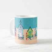 Cute Modern Beach Huts Summer Holiday Art Koffiemok (Voorkant links)