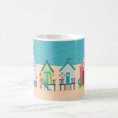 Cute Modern Beach Huts Summer Holiday Art Koffiemok (Center)