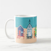 Cute Modern Beach Huts Summer Holiday Art Koffiemok (Links)