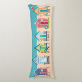 Cute Modern Beach Huts Summer Holiday Art Lichaamskussen (Voorkant Verticaal)
