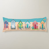 Cute Modern Beach Huts Summer Holiday Art Lichaamskussen (Voorkant)