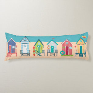 Cute Modern Beach Huts Summer Holiday Art Lichaamskussen