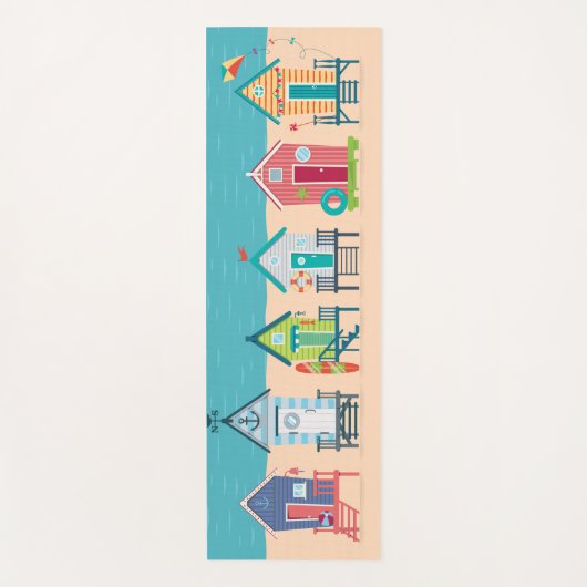Cute Modern Beach Huts Summer Holiday Art Yogamat (Voorkant)