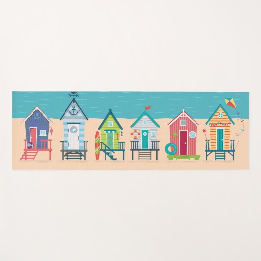 Cute Modern Beach Huts Summer Holiday Art Yogamat (Voorkant (horizontaal))
