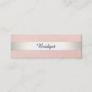 Cute Modern Beauty Silver Striped Roze Mini Visitekaartje