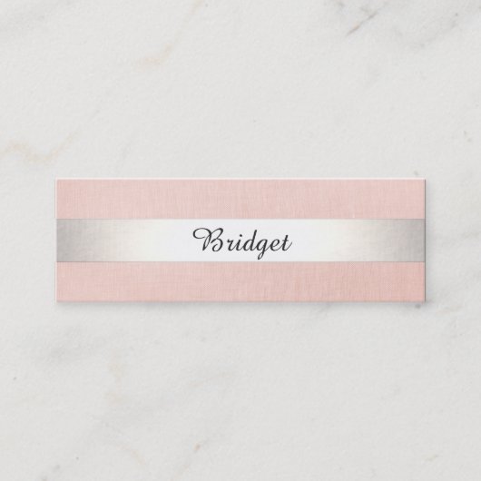 Cute Modern Beauty Silver Striped Roze Mini Visitekaartje (Voorkant)