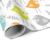 Cute Modern Birds Wrapping Paper Cadeaupapier (Rol Hoek)