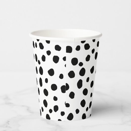 Cute Modern Black en White Dalmatian Spot Pattern Papieren Bekers (Rechts)