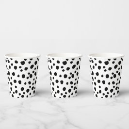 Cute Modern Black en White Dalmatian Spot Pattern Papieren Bekers
