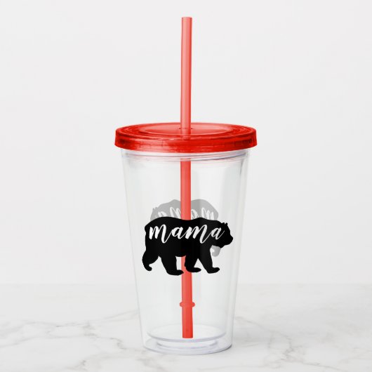 Cute Modern Black & White Mama Beer Acryl Drinkbeker (Voorkant)