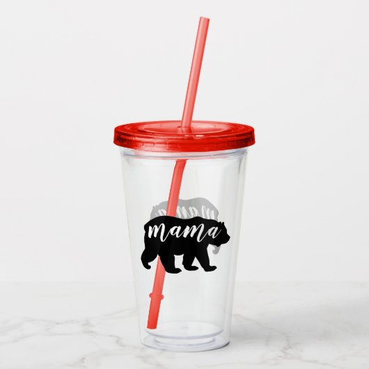 Cute Modern Black & White Mama Beer Acryl Drinkbeker (Achterkant)