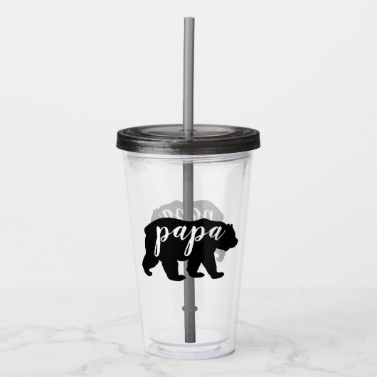 Cute Modern Black & White Papa Beer Acryl Drinkbeker (Voorkant)