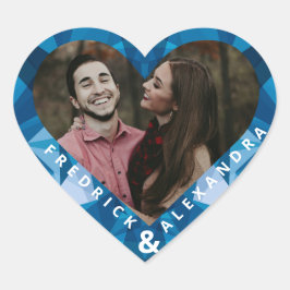 Cute Modern Blauw Trouwfeest  Hart Sticker