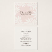 Cute Modern Bleek Roze Floral Script Font Vierkante Visitekaartjes (Voorkant /achterkant)