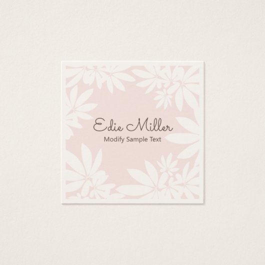 Cute Modern Bleek Roze Floral Script Font Vierkante Visitekaartjes (Voorkant)